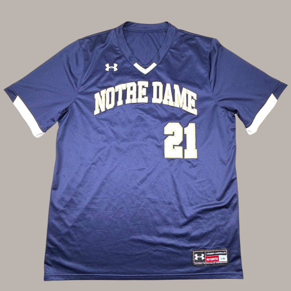 Under Armour Notre Dame Jersey Mens Large Navy Blue Football 21 Fighting Irish
